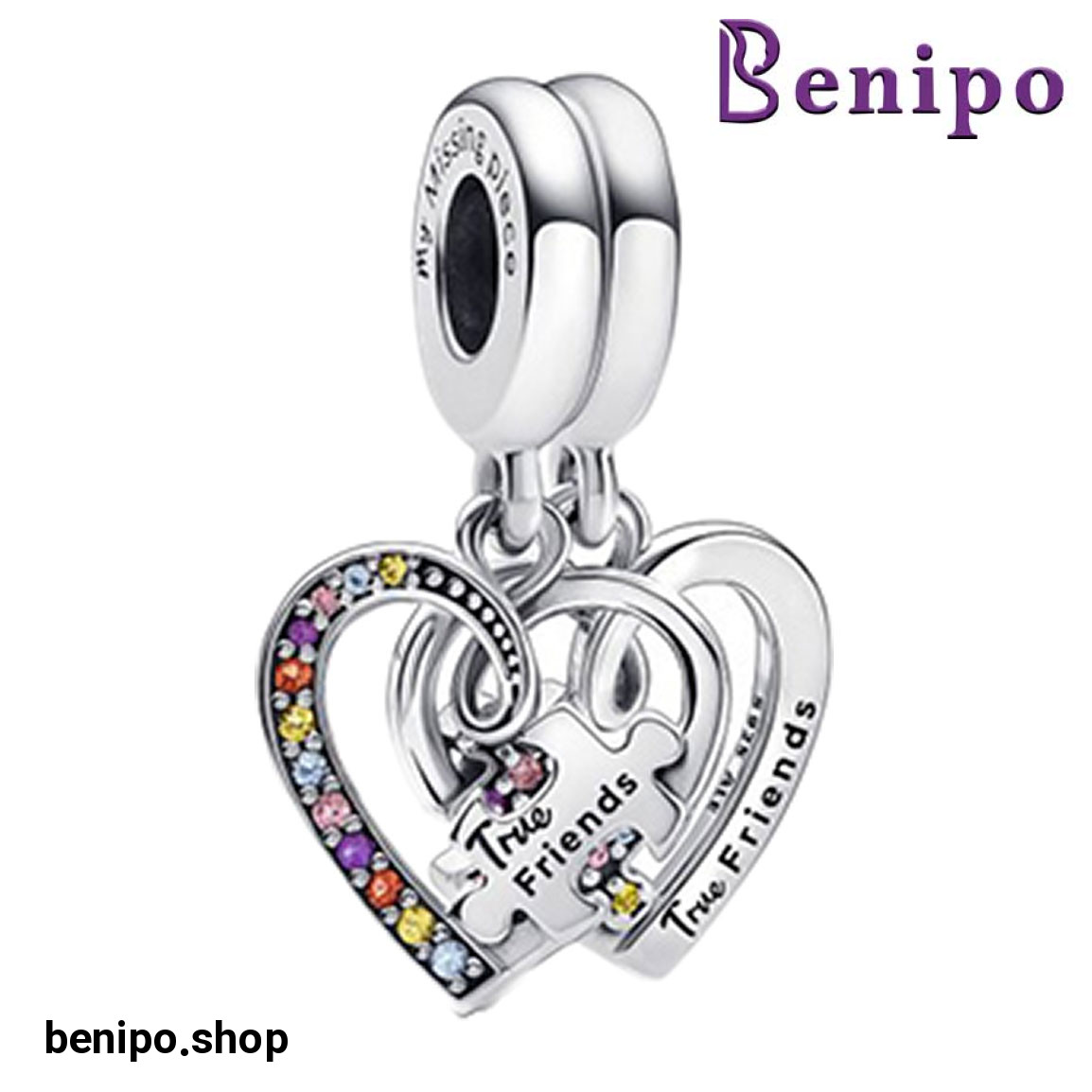 چارم آویز نقره مدل قطعه های پازل دوستی