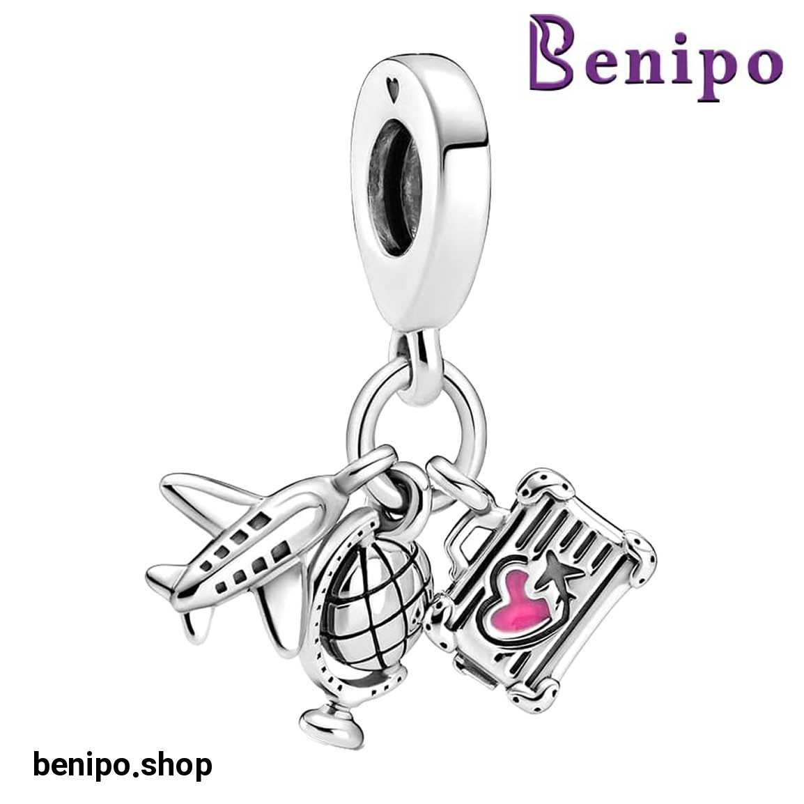 چارم آویز نقره مدل چمدان باز شونده نقرهای