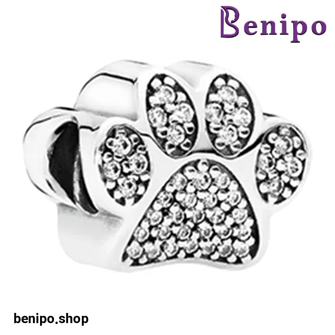 چارم آویز نقره مدل مهره ای پنجه نگین دار