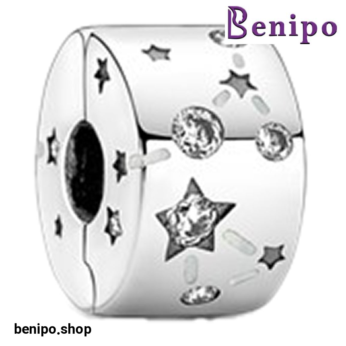 چارم آویز نقره مدل کلیپی ستاره ها و کهکشان