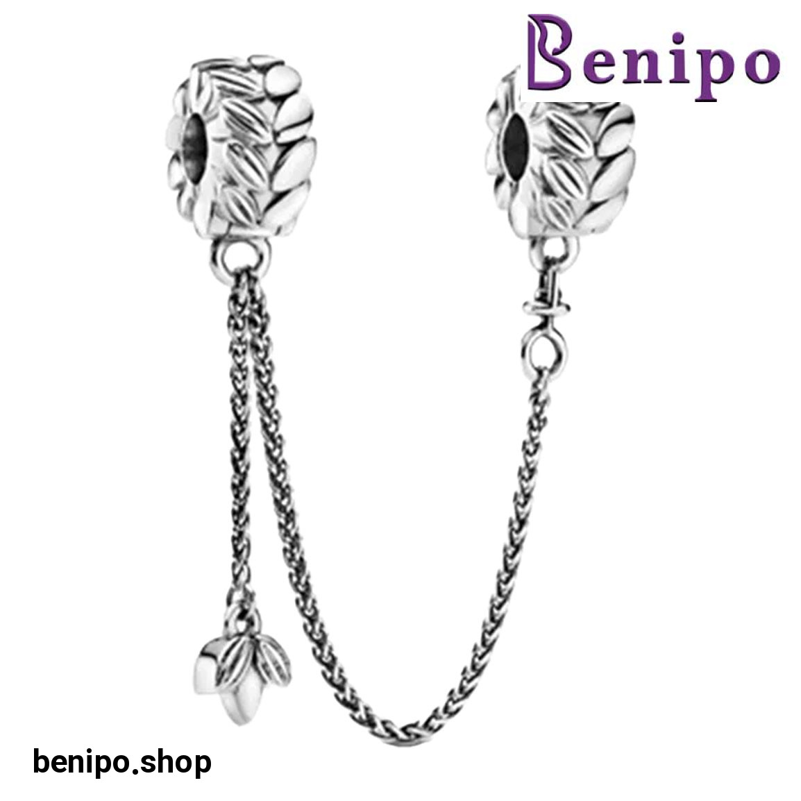 چارم آویز نقره مدل زنجیر ایمنی دانه گندم