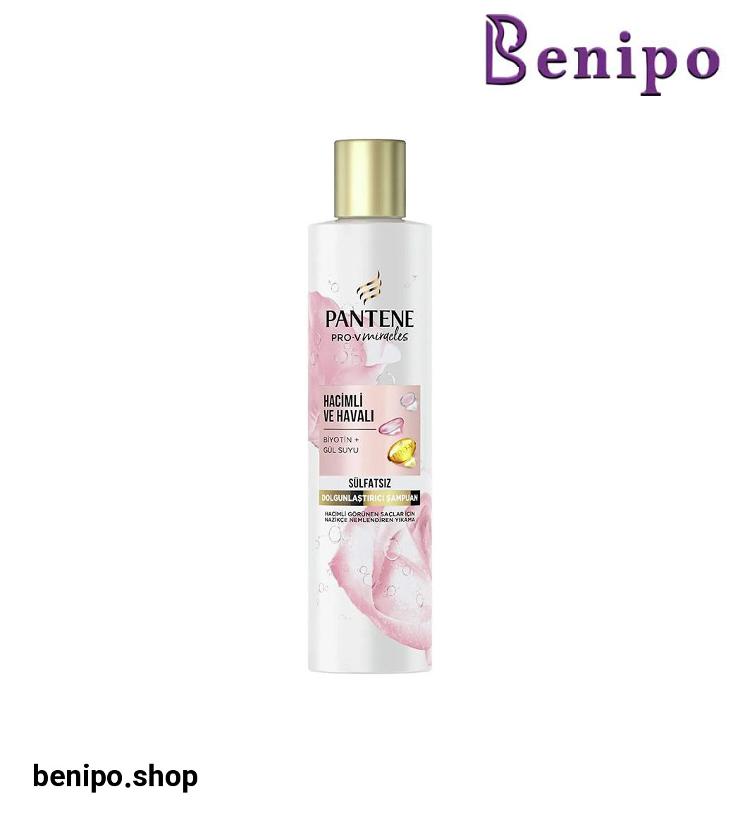 شامپو بدون سولفات نرم کننده حجم دهنده حاوی بیوتین و عصاره گل رزمناسب موهای نازک و ضعیف  225 میل