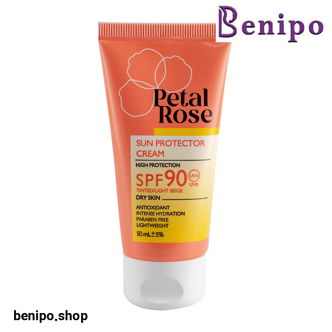 ضد آفتاب رنگی با SPF90 مناسب پوست خشک حجم 50 میلی لیتر