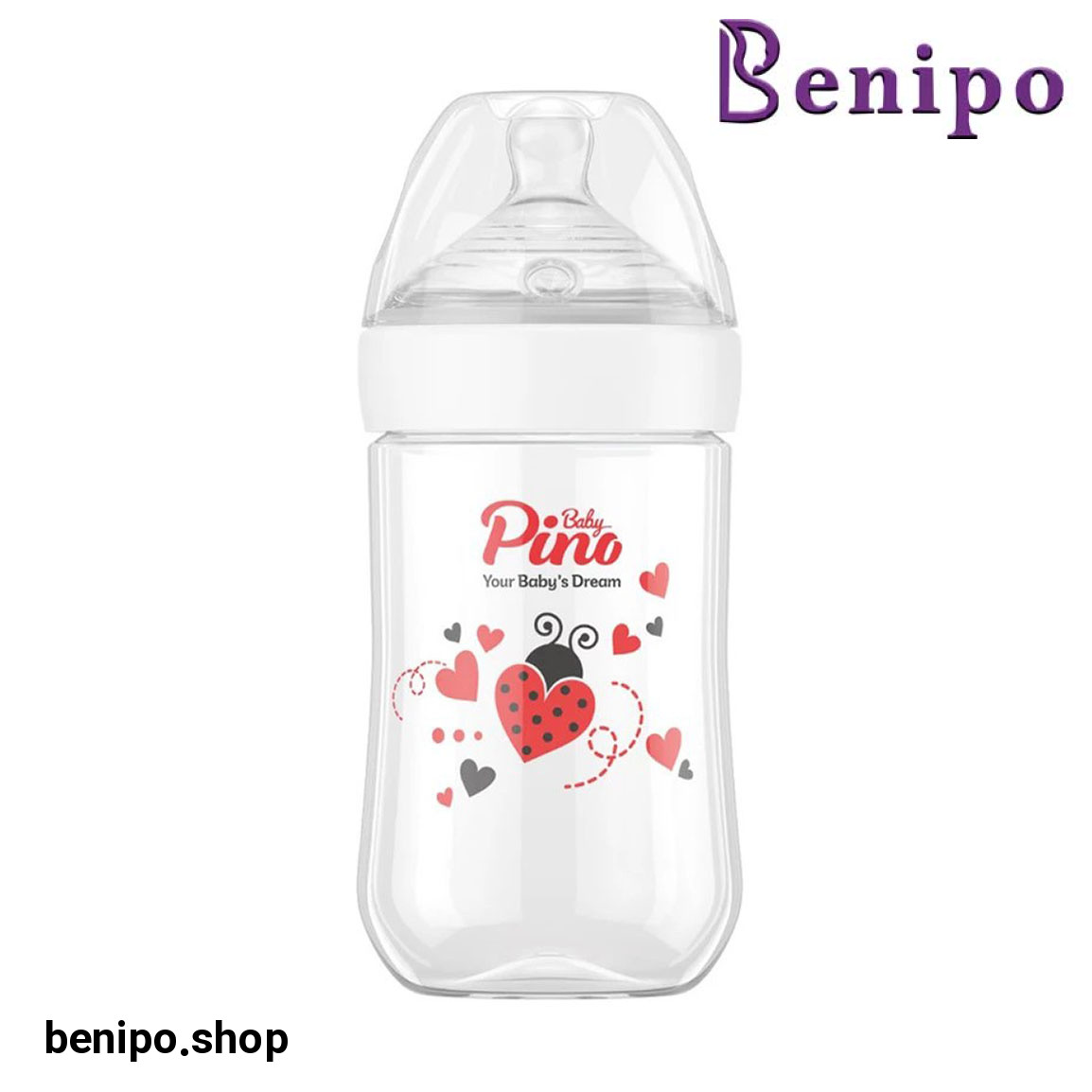 شیشه شیر نوزاد و کودک 0 تا 6 ماه مدل کفشدوزک حجم 260 میلی لیتر