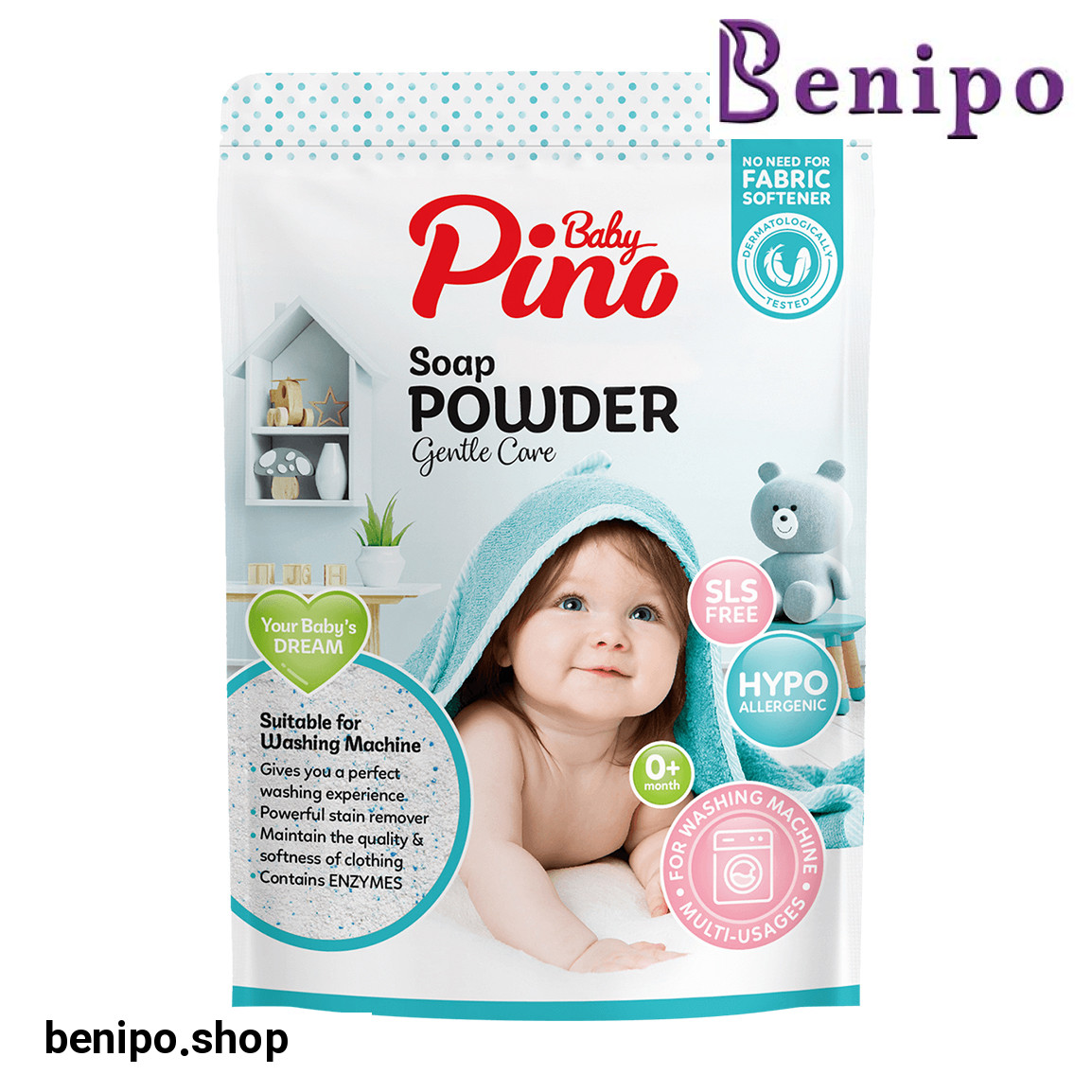 پودر صابون نوزاد مناسب شستشو با ماشین لباسشویی حجم 800 گرم