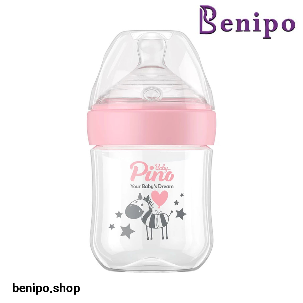 شیشه شیر نوزاد و کودک 0 تا 6 ماه مدل گورخر حجم 150 میلی لیتر