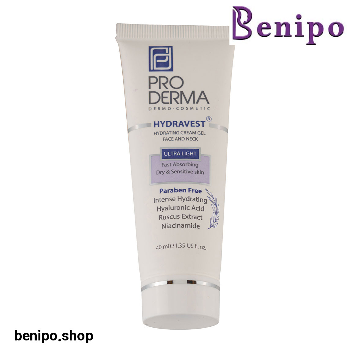 کرم ژل آبرسان صورت و گردن مدل Hydravest مناسب پوست های خشک و حساس حجم 40 میلی لیتر