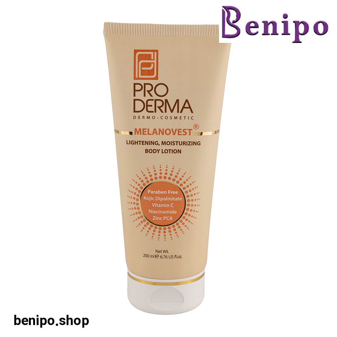 لوسیون روشن کننده و مرطوب کننده پوست بدن مدل Melanovest مناسب انواع پوست حجم 200 میلی لیتر