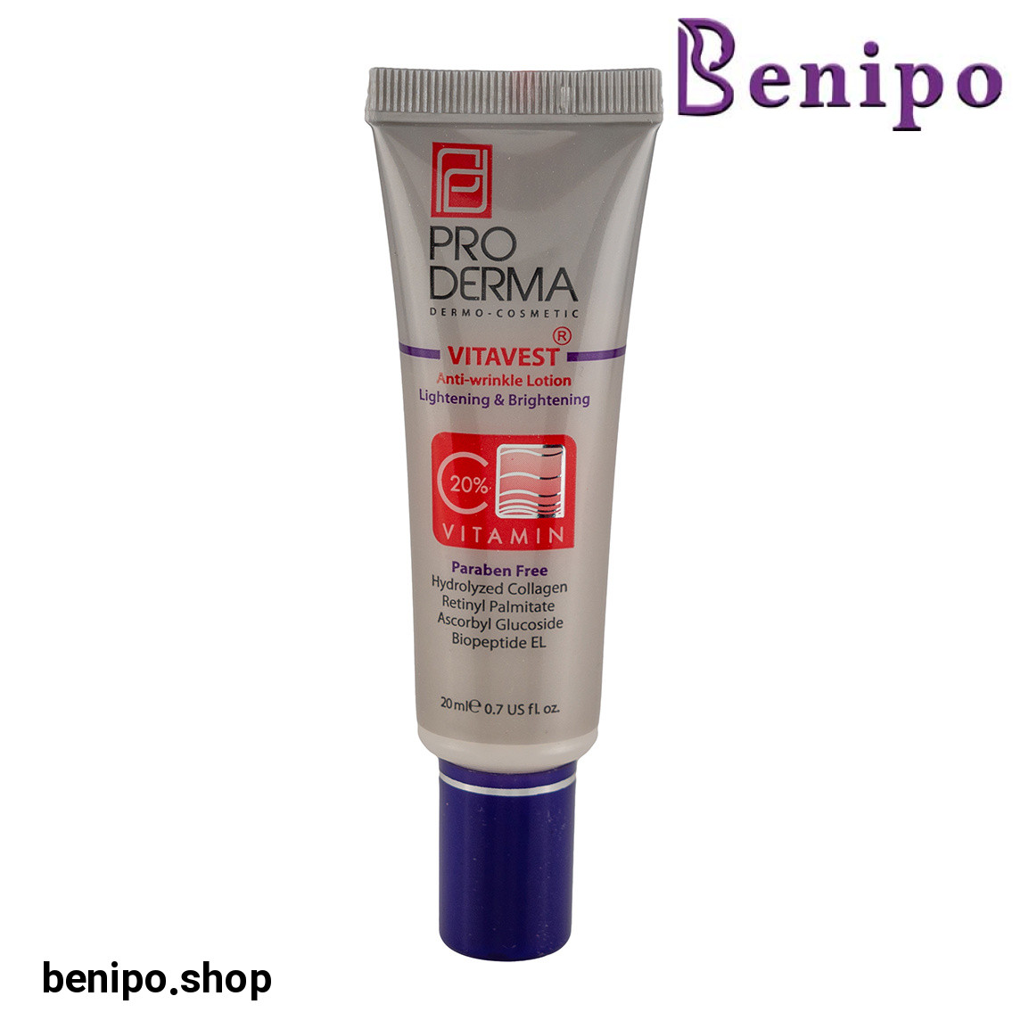 لوسیون ویتامین سی مدل Vitavest مناسب پوست های داری چروک های سطحی حجم 20 میلی لیتر