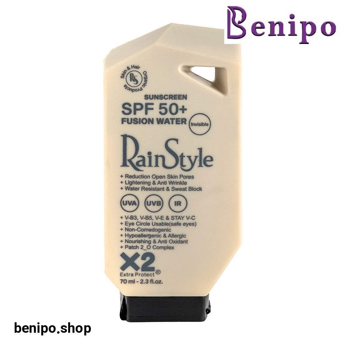 کرم ضد آفتاب فیوژن واتر بی رنگ با SPF50 مناسب انواع پوست حجم 70 میلی لیتر