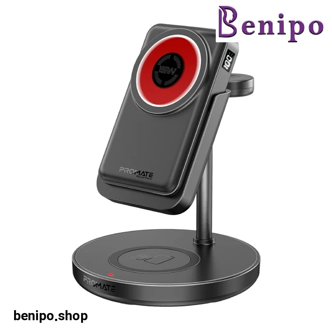 شارژر بی سیم 4 در 1 مدل ROVERPACK با پاور بانک بیسیم 10000 میلی آمپر