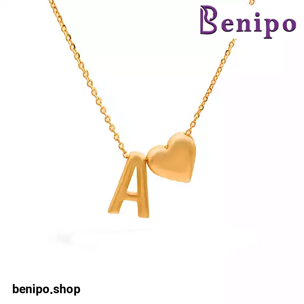 گردنبند طلا حروف A و قلب