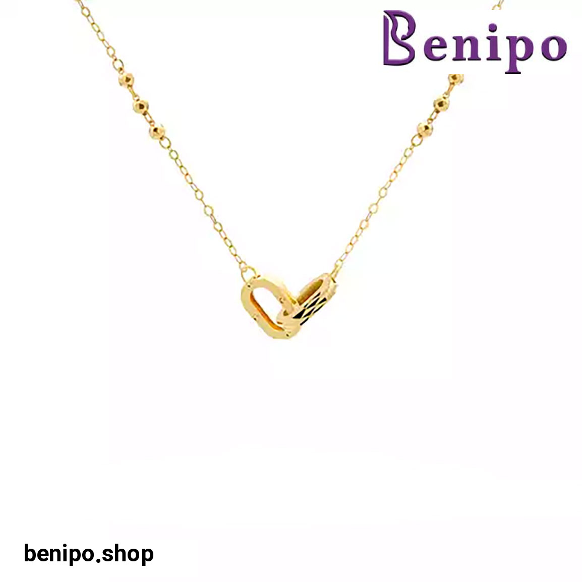 گردنبند طلا دو حلقه بیضی و گوی