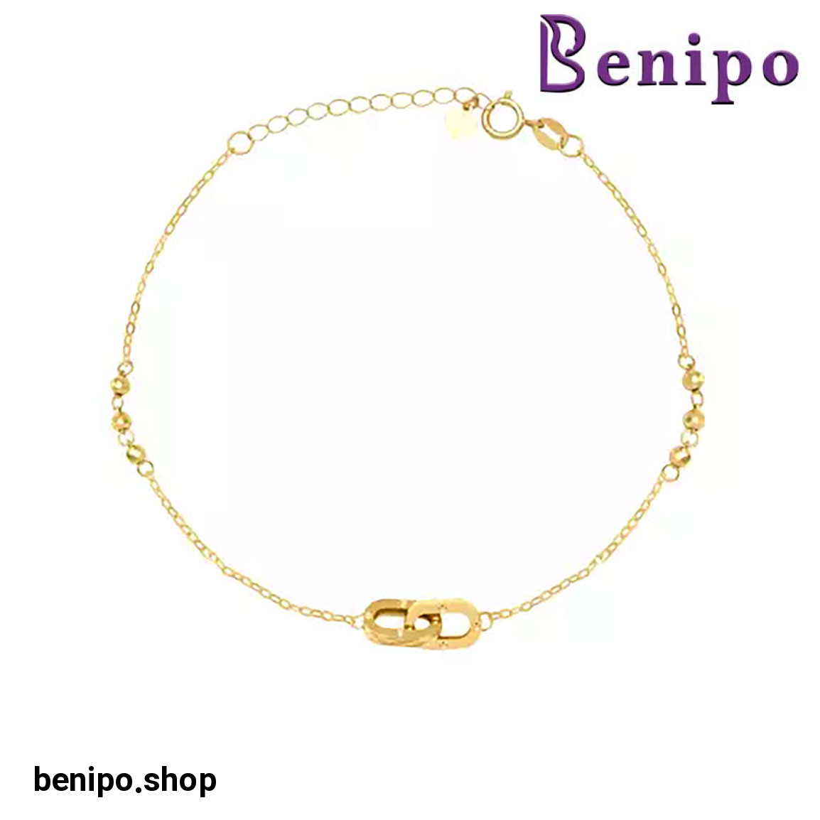 دستبند طلا دو حلقه بیضی