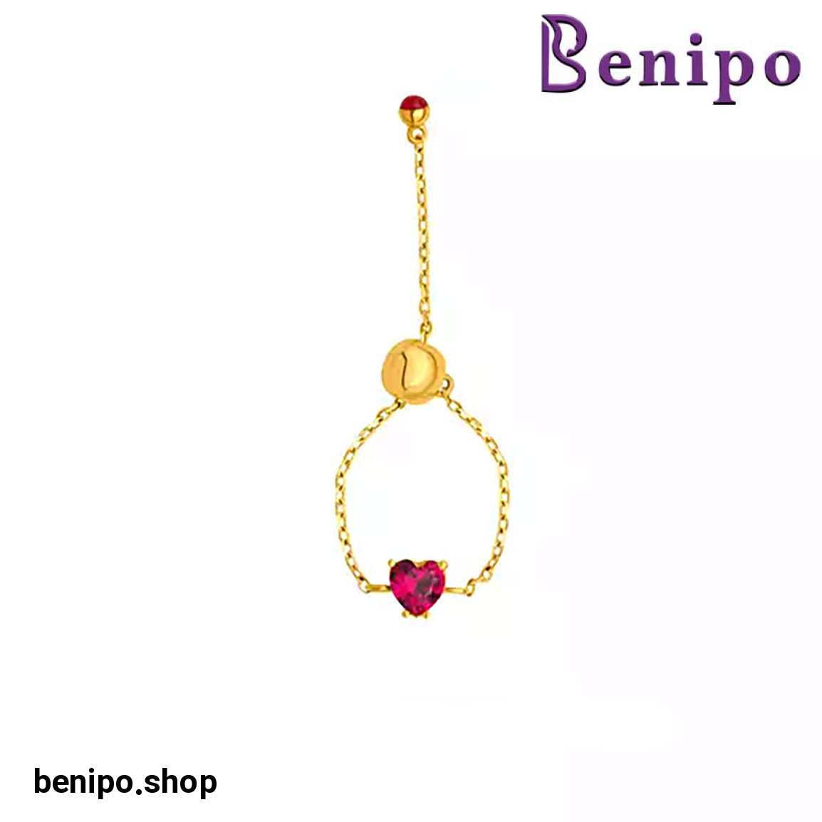 انگشتر طلا آسانسوری قلب روبی