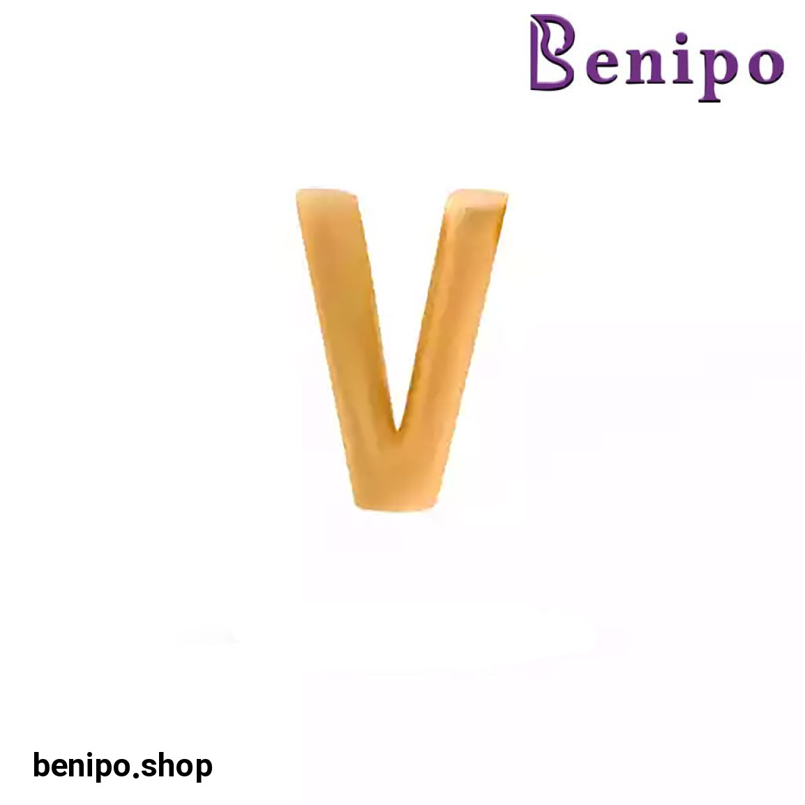 آویز طلا تک حرف V