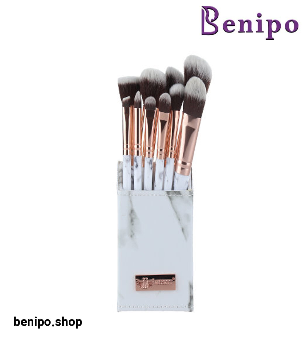 ست براش 10 عددی روزت همراه با استند چرم مصنوعی