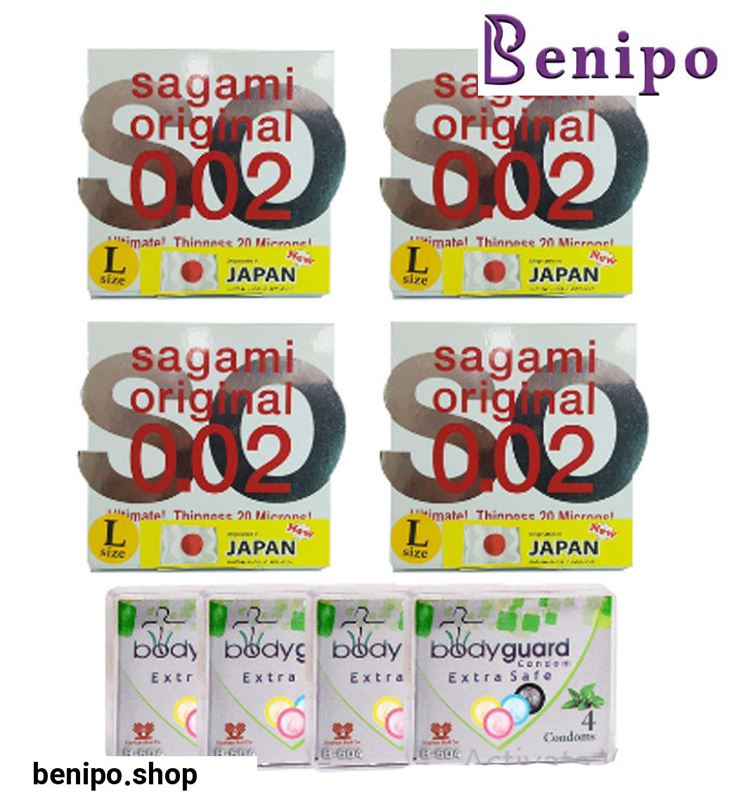 کاندوم بادی گارد مدل اکسترا سیف بسته 4 عددی به همراه کاندوم سایز لارج بسته 4 عددی