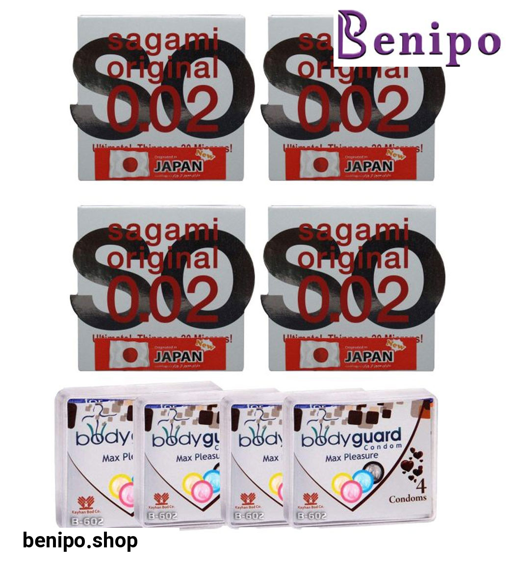 کاندوم بادی گارد مدل مکس پلژر بسته 4 عددی به همراه کاندوم مدل نرمال بسته 4 عددی
