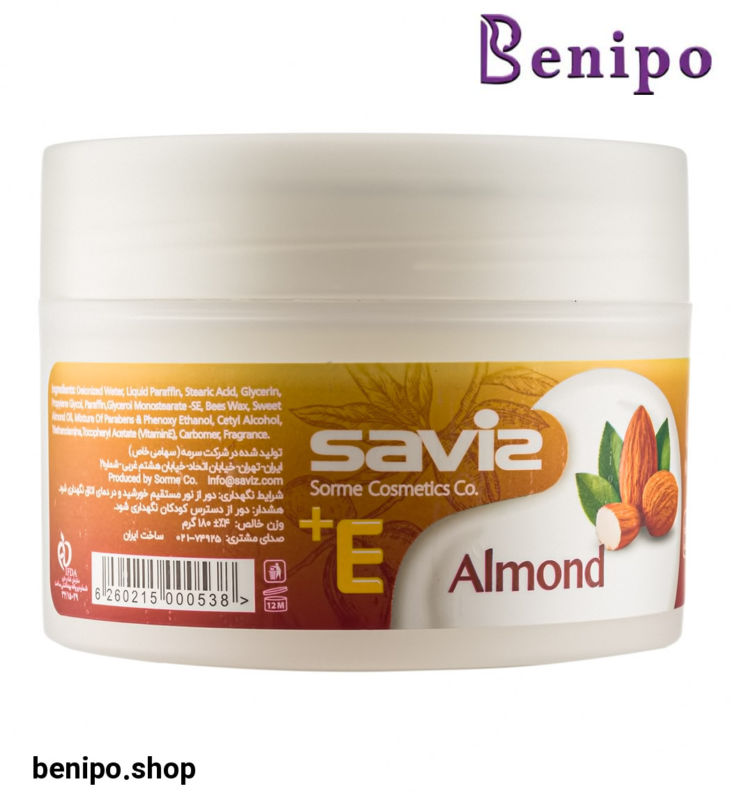 کرم نرم کننده و مرطوب کننده حاوی روغن بادام شیرین و ویتامین E حجم 180 گرم