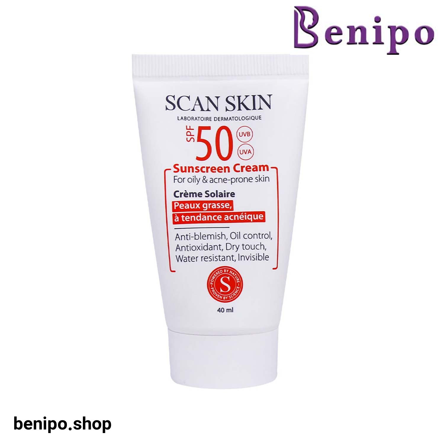 کرم ضدآفتاب پوست چرب و مستعد آکنه فاقد رنگ اسکن اسکین