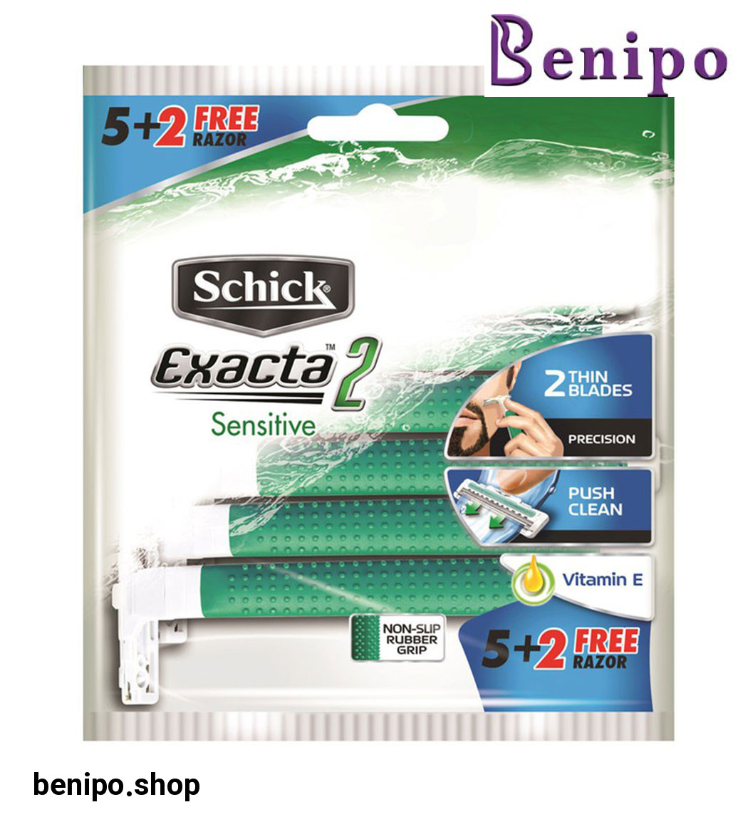 پک خودتراش 2تیغه مدل اگزکتا مناسب پوست حساس بسته 7عددی