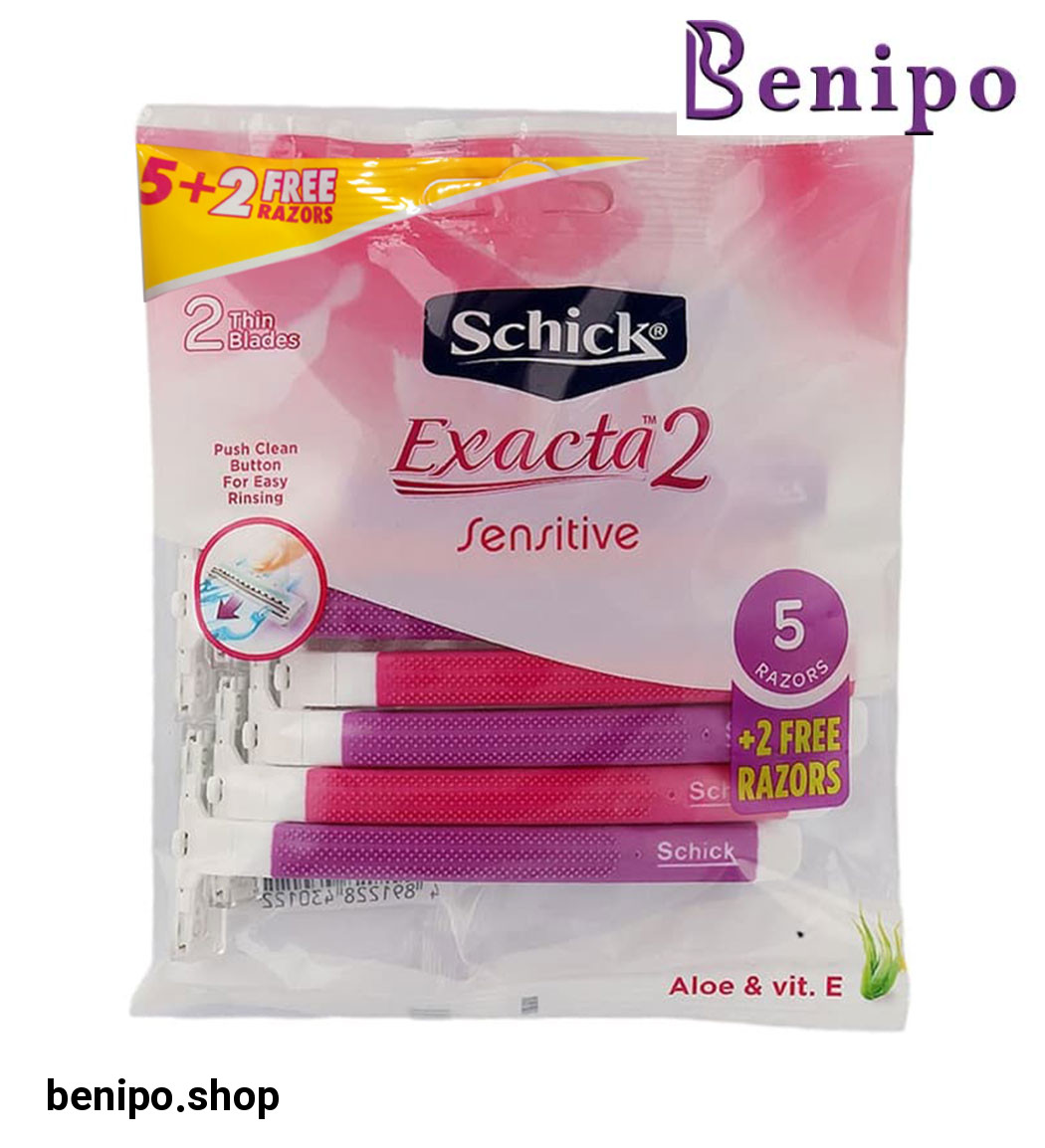 پک خودتراش زنانه 2 تیغه مدل اگزکتا بسته 7عددی