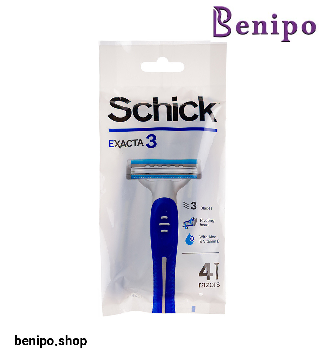 پک خودتراش 3تیغه مردانه مدل اگزکتا بسته 4عددی