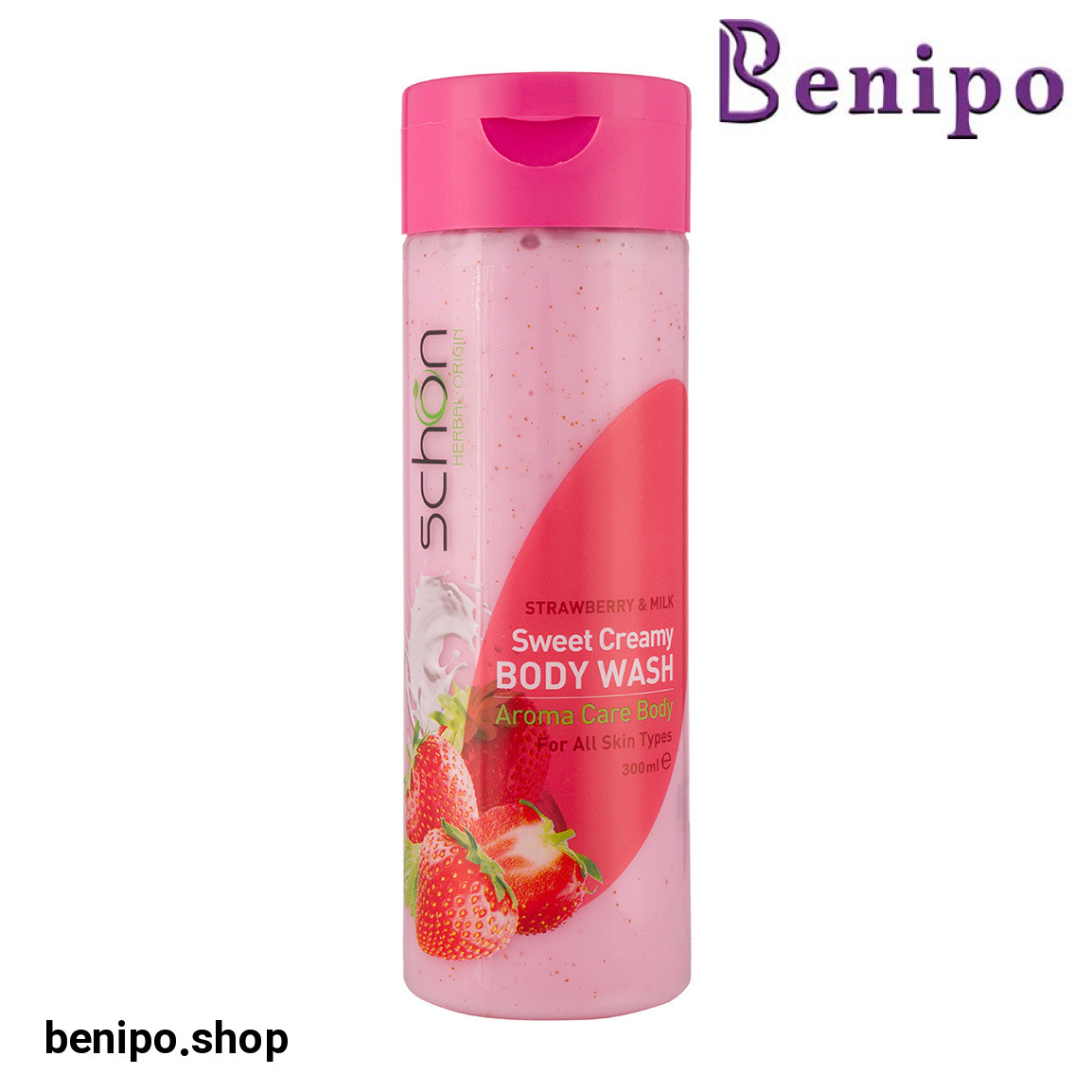شامپو بدن مدل کرمی شیر توت فرنگی حجم 300 میلی لیتر