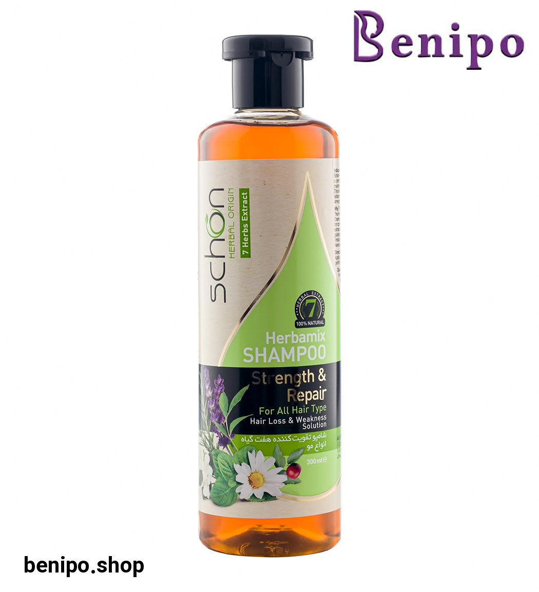 شامپو تقویت کننده با عصاره 7 گیاه مناسب انواع مو 300میل