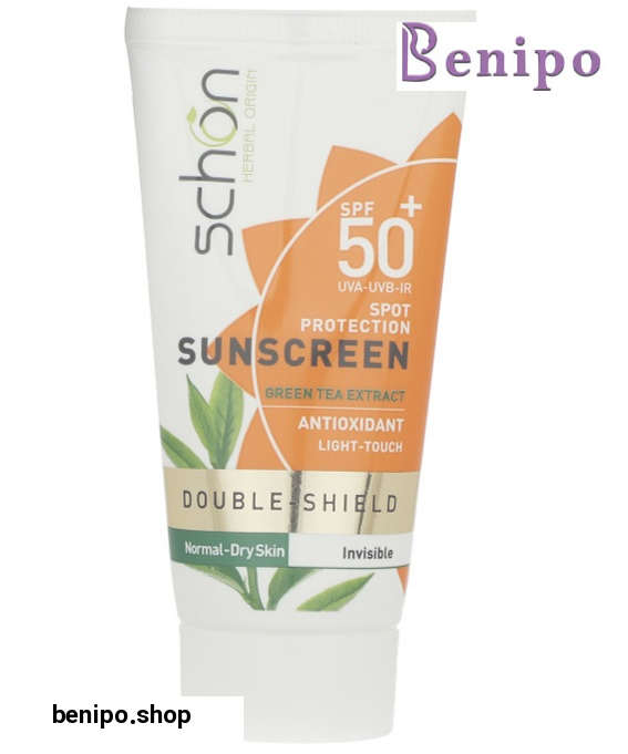 کرم ضد آفتاب دابل شیلد اس پی اف +50 چای سبز مناسب پوست نرمال تا خشک بدون رنگ 50میل