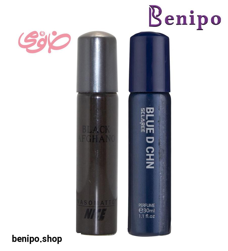عطر جیبی مردانه مدل Bleu D Chn and Black Afghan بسته 2 عددی