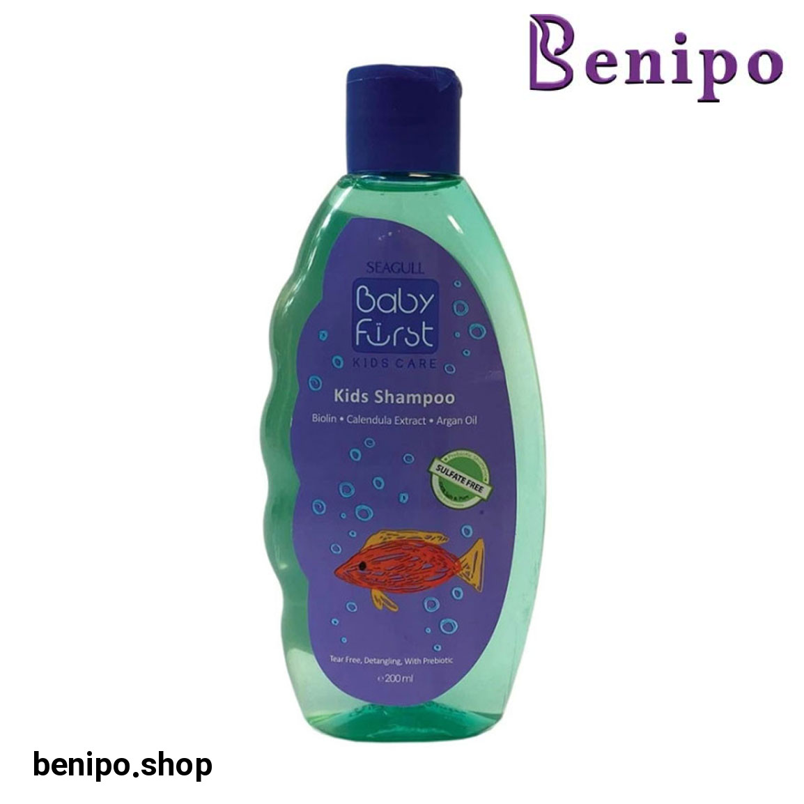 شامپو بچه مدل بیبی فرست حاوی عصاره گل همیشه بهار و روغن آرگان حجم 200 میلی لیتر