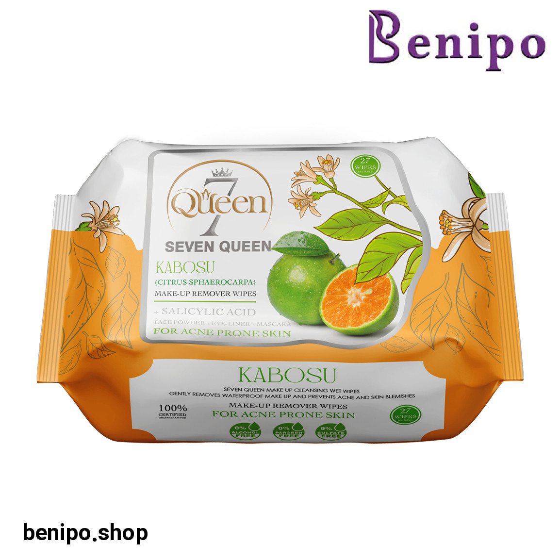 دستمال مرطوب آرایش پاک کن با عصاره نارنگی بسته 27 عددی