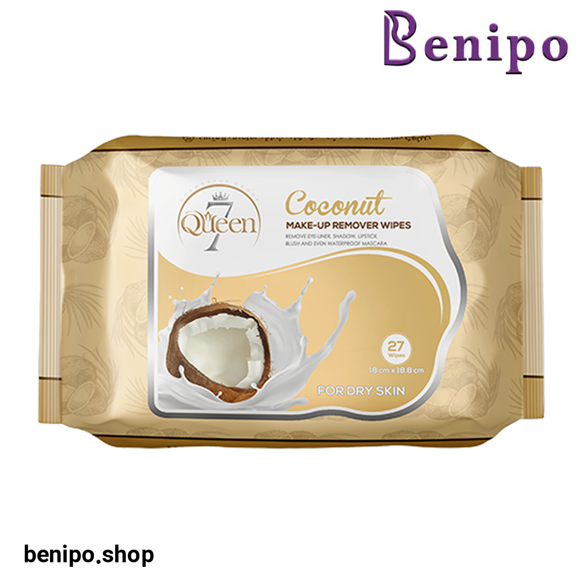 دستمال مرطوب آرایش پاک کن حاوی عصاره نارگیل مناسب پوست خشک بسته 27عددی
