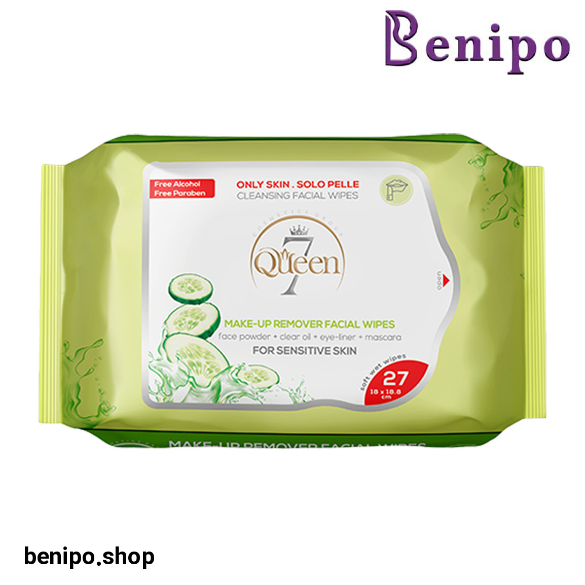 دستمال مرطوب آرایش پاک کن حاوی عصاره خیار مناسب پوست چرب بسته 27عددی