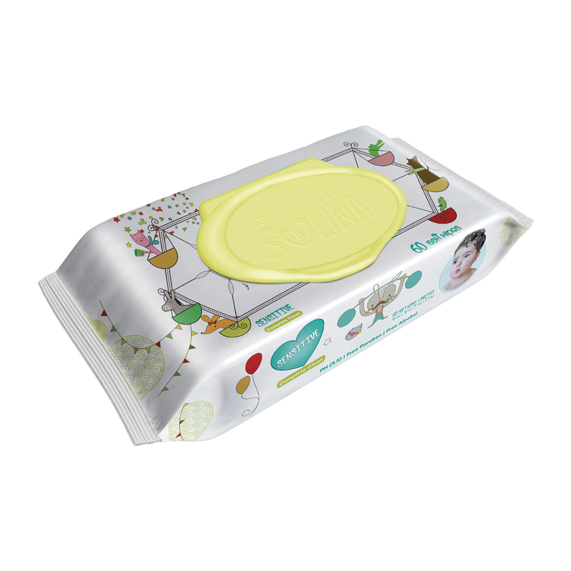 دستمال مرطوب کودک سنستیو مدل Premium Quality 02 بسته 60 عددی