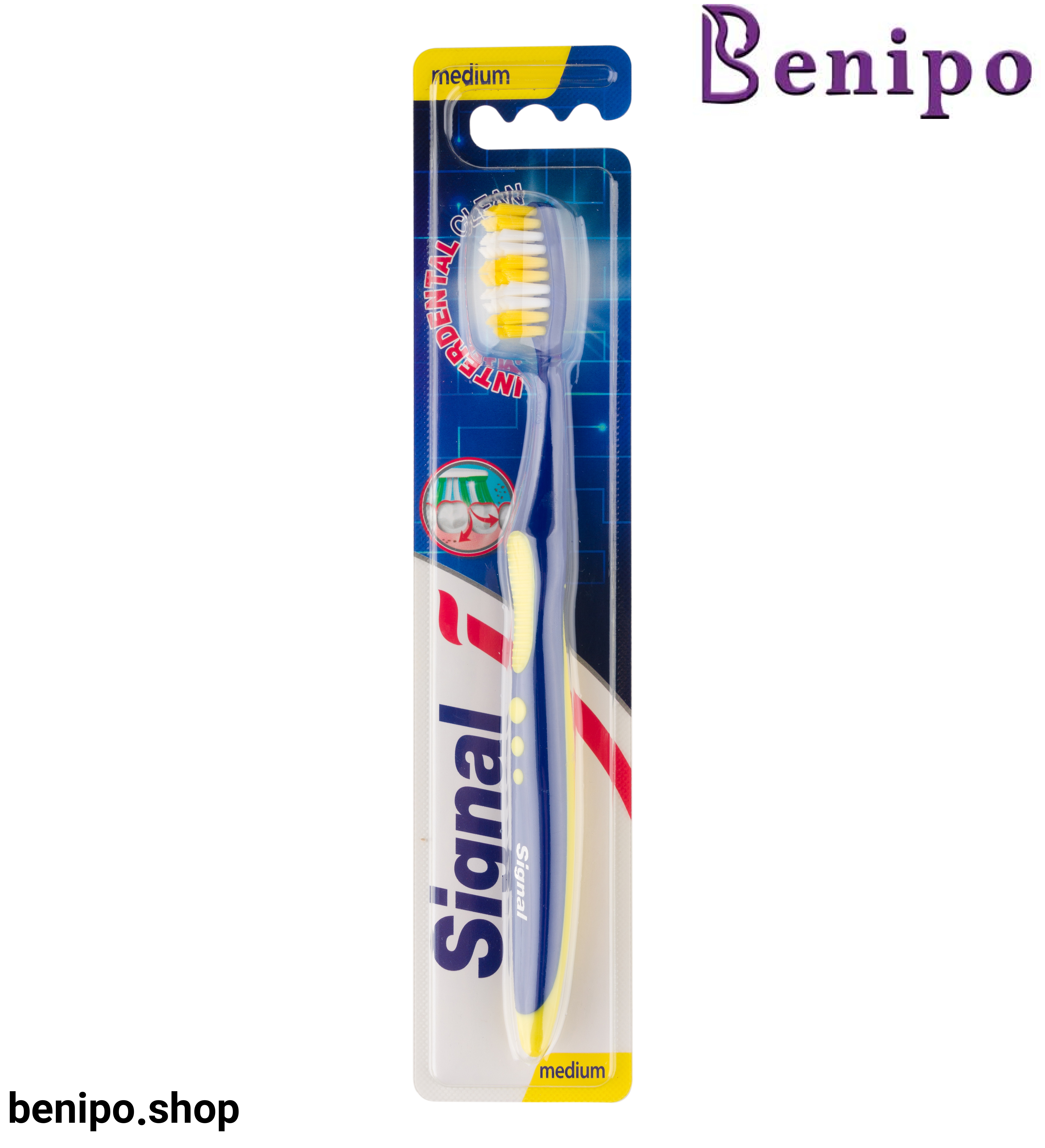 مسواک متوسط بزرگسالان با قابلیت پاک کنندگی فضاهای بین دندانی ارسال با رنگ رندوم