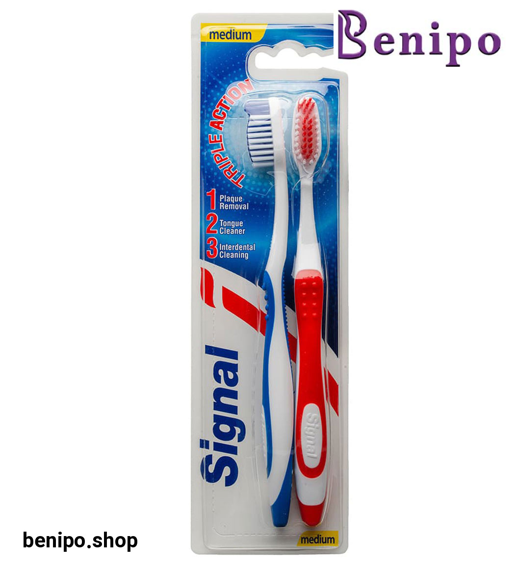 مسواک متوسط با عملکرد سه گانه بسته 2 عددی