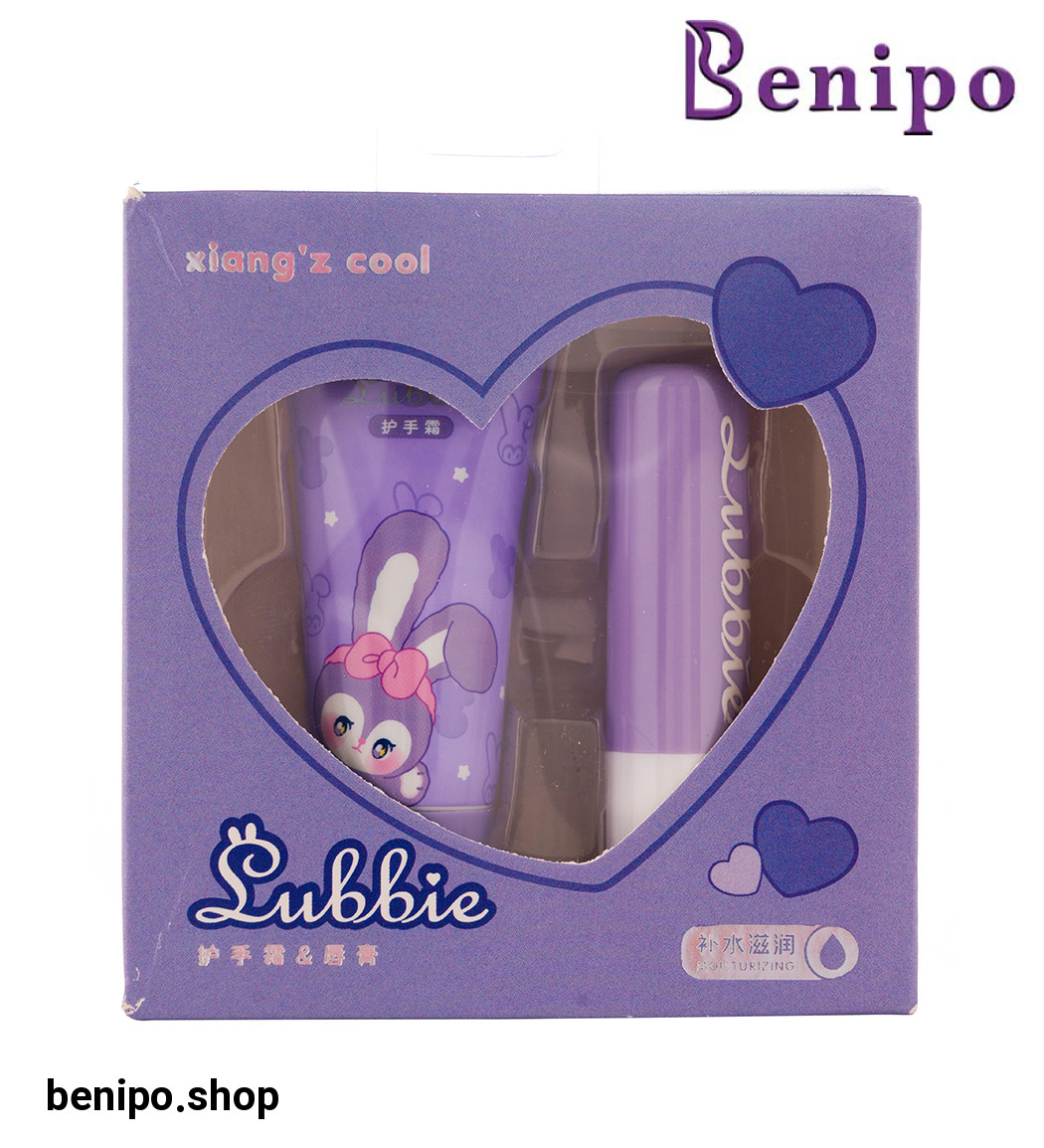 پک کرم مرطوب کننده و بالم لب رنگ بنفش طرح خرگوش