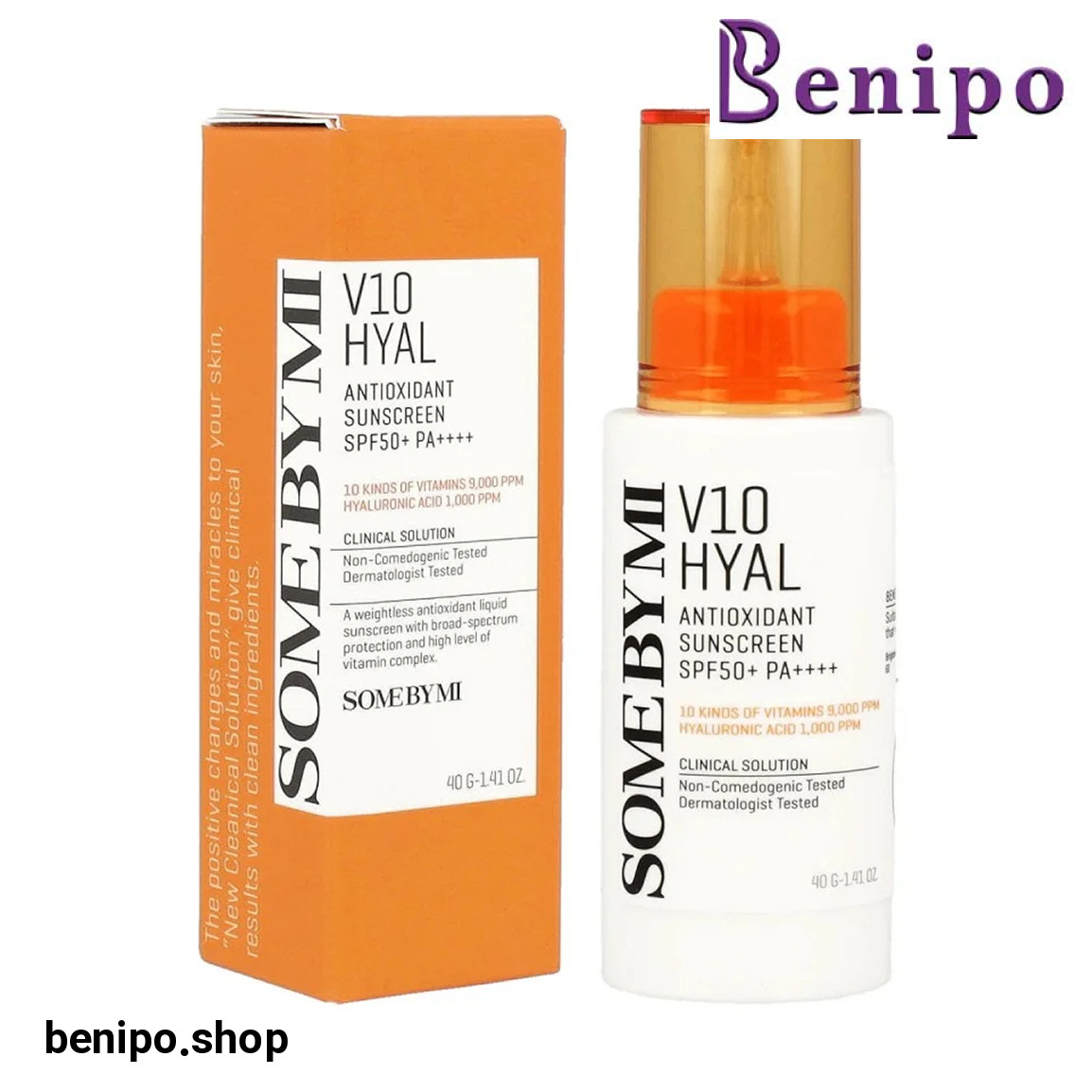 ضد آفتاب آنتی اکسیدان مدل V10 Hyal حجم 40 میلی لیتر