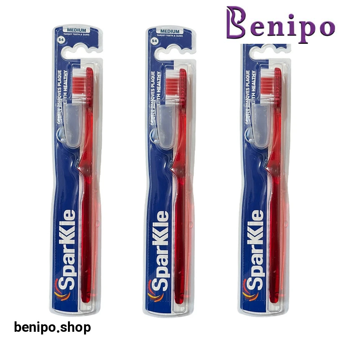 مسواک مدل S4 با برس متوسط بسته 3 عددی