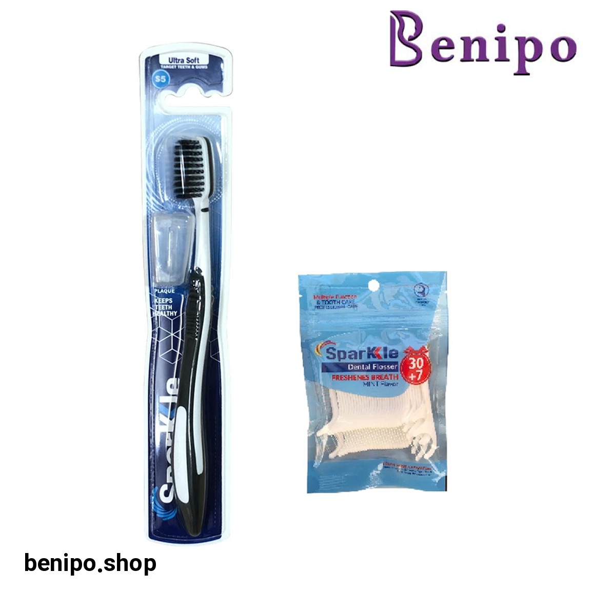 مسواک مدل S5 با برس خیلی نرم به همراه نخ دندان مدل کمانی مجموعه 37 عددی