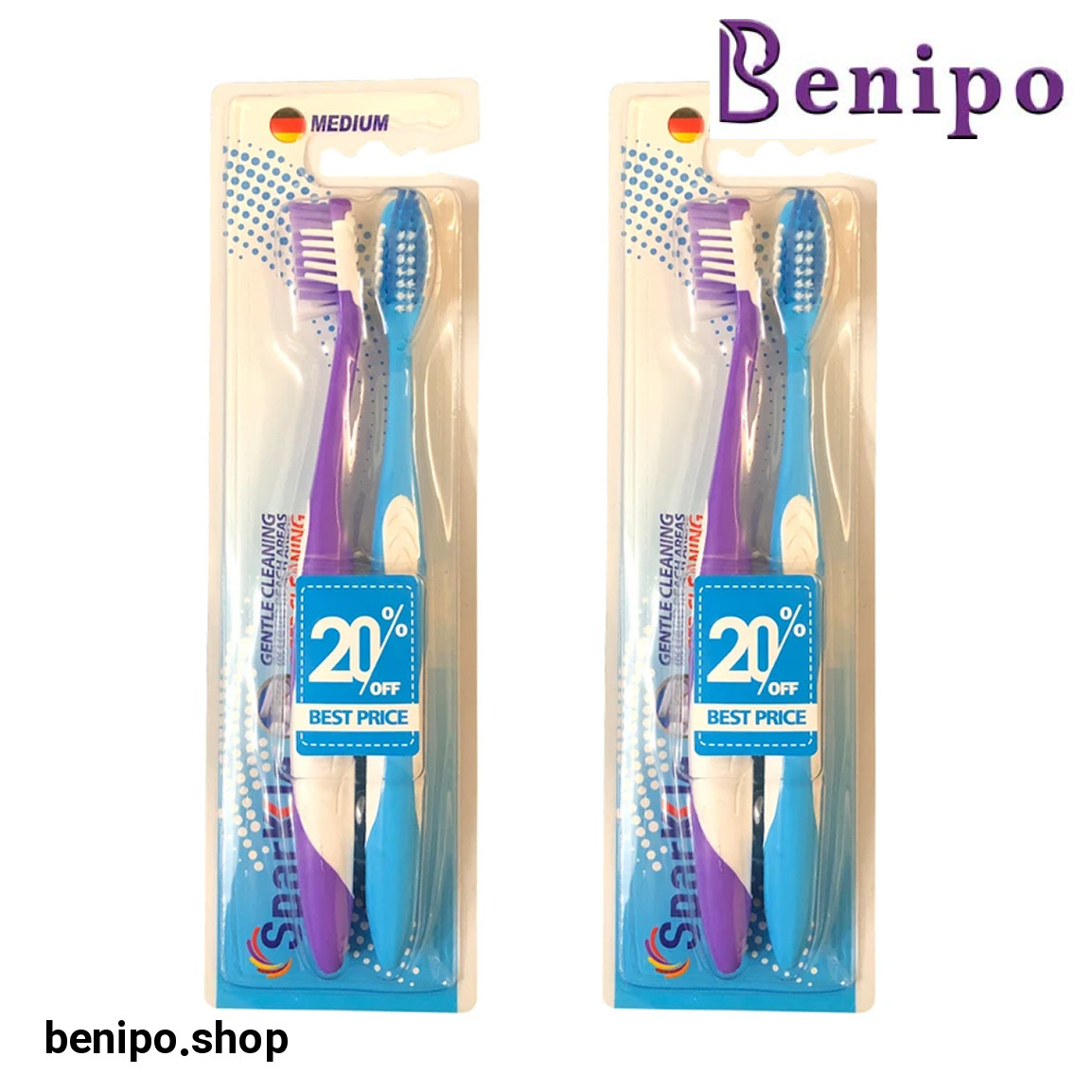 مسواک مدل S9+ با برس متوسط بسته 4 عددی