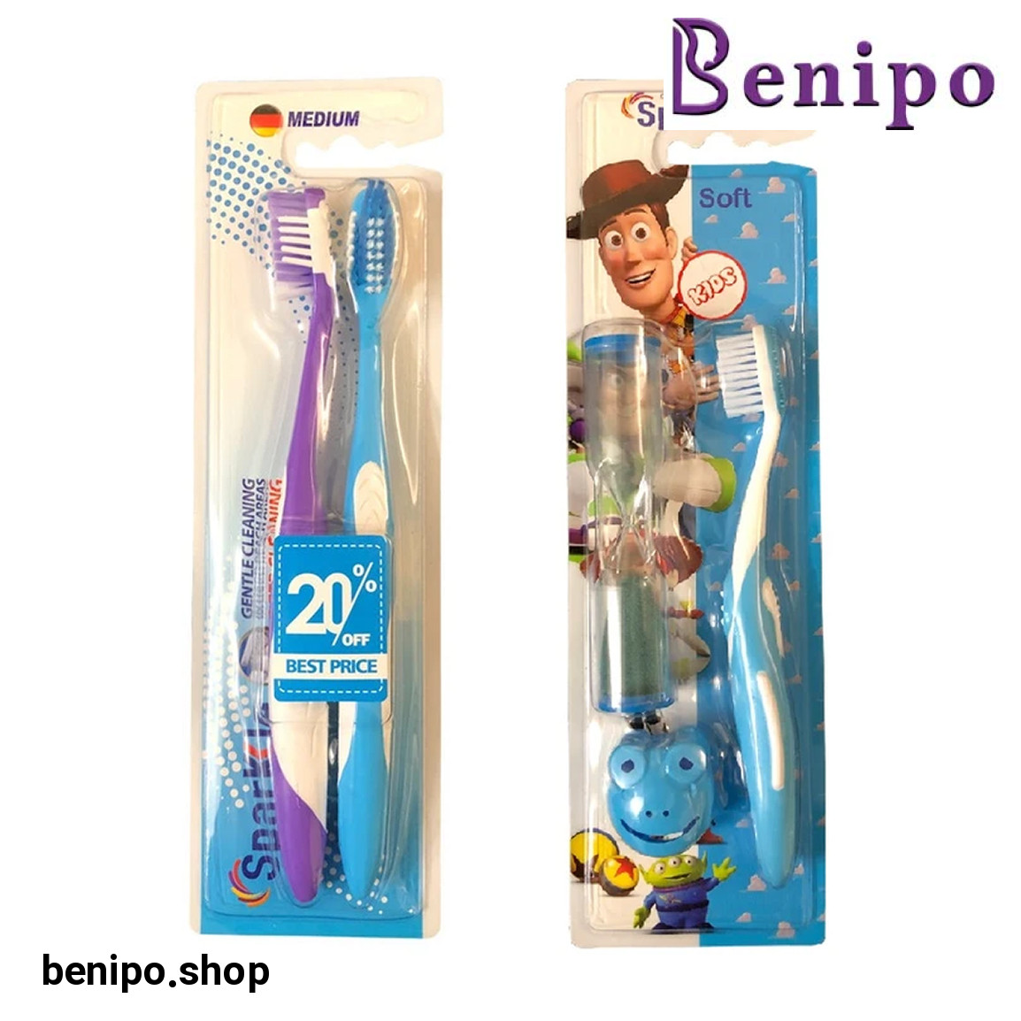 مسواک مدل Toy S9 با برس متوسط مجموعه 3 عددی