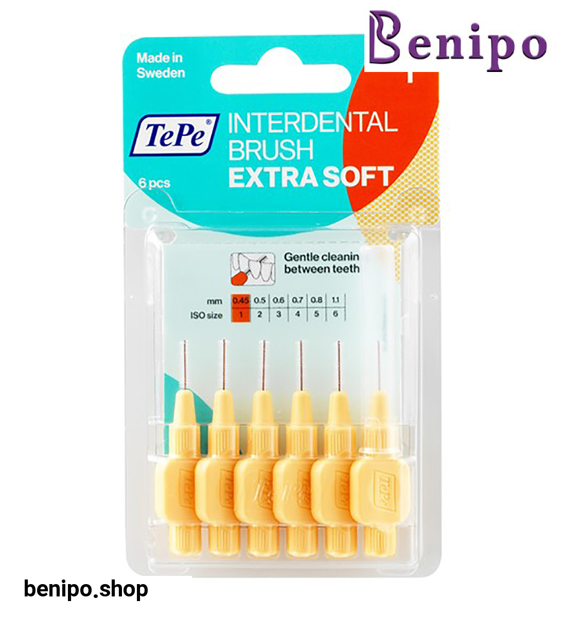 مسواک بین دندانی مدل ExtraSoft با برس بسیار نرم سایز 1 بسته 6 عددی