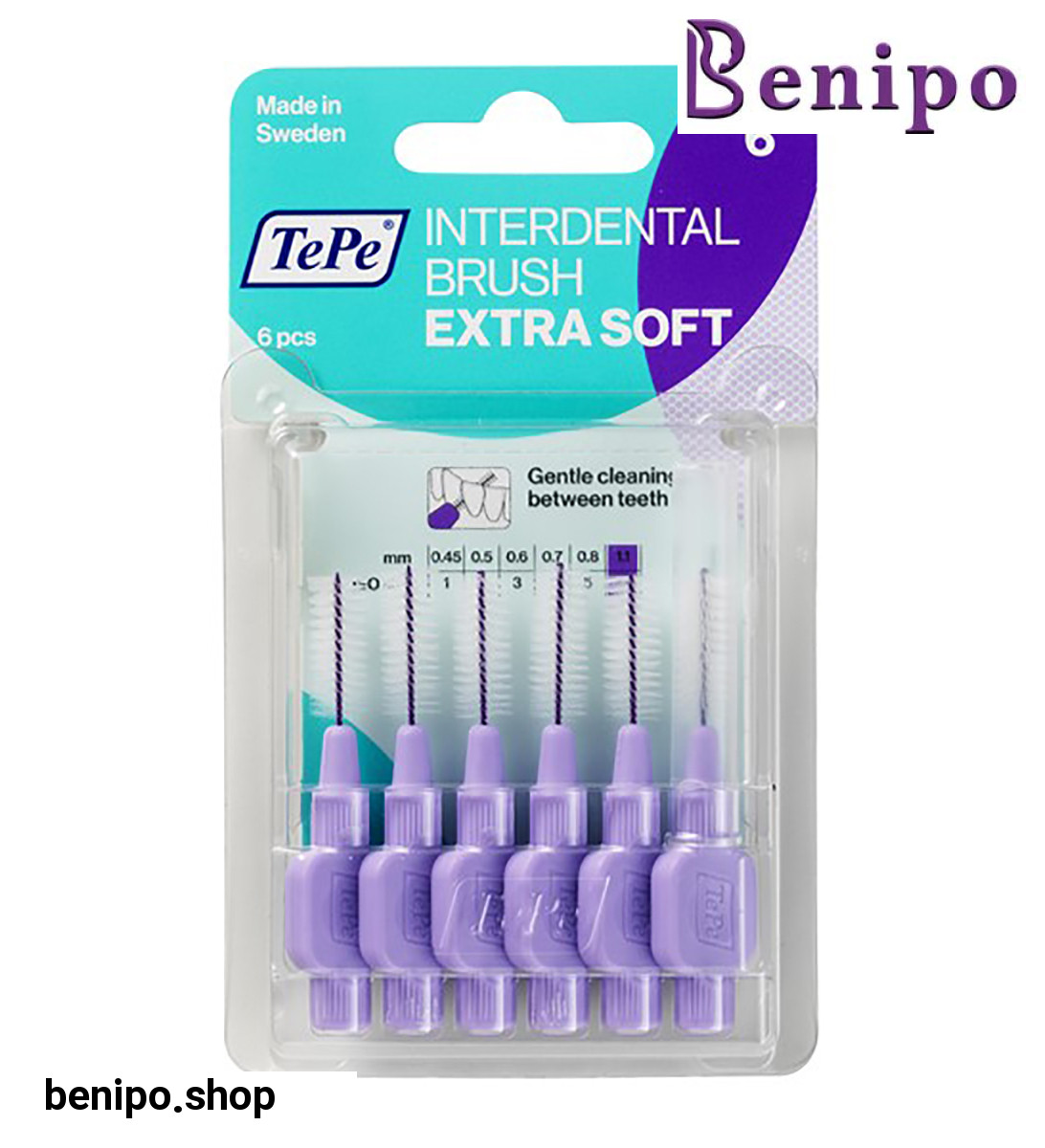 مسواک بین دندانی مدل ExtraSoft با برس بسیار نرم سایز 6 بسته 6 عددی