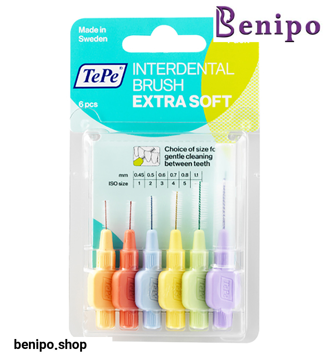 مسواک بین دندانی مدل Extra Soft Mixed Pack با برس بسیار نرم سایز 1 تا 6 بسته ۶ عددی