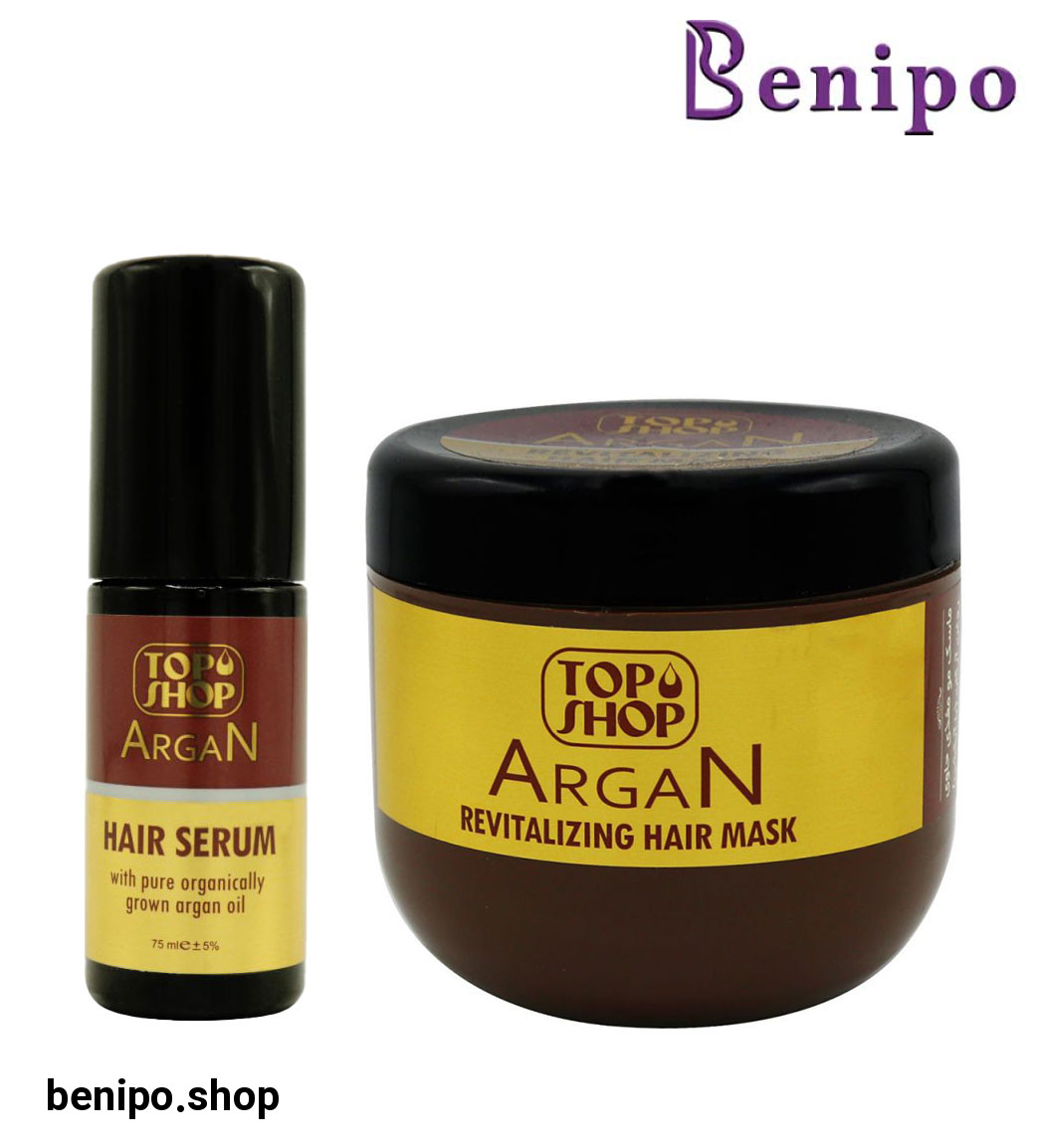 پک ماسك موي مغذي با آبكشي آرگان 500 میل و سرم مو آرگان
