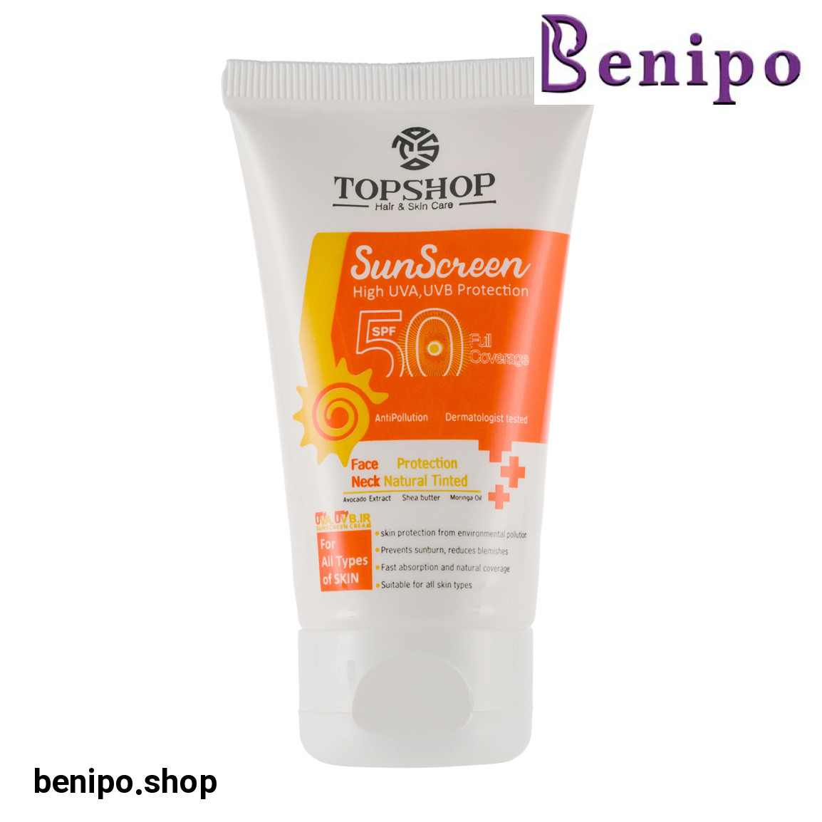 ضد آفتاب SPF50 بی رنگ مناسب انواع پوست حجم 50 میلی لیتر